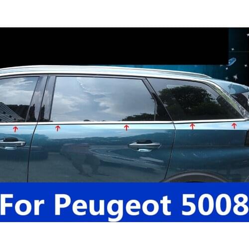 Lower window decoration bright strip auto parts exterior decoration body car door trim Exterior For Peugeot 5008 2017-2019