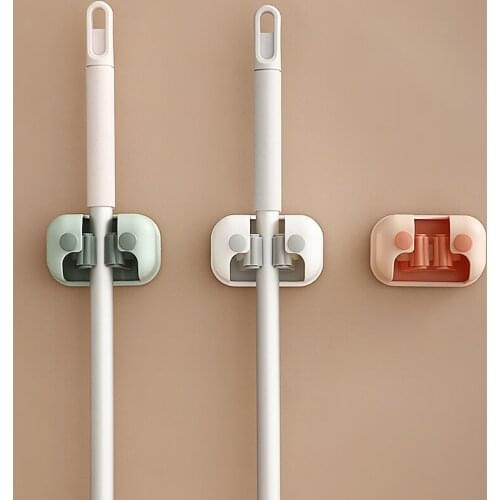 Home Mop Hook Wall Hanging Buckle Punch-free Broom Storage Artifact Strong Viscose Toilet Fixed Rack Mop Clip Tools