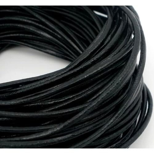 DoreenBeads Black Color Round Real Leather Jewelry Cord 1.5mm 10M length
