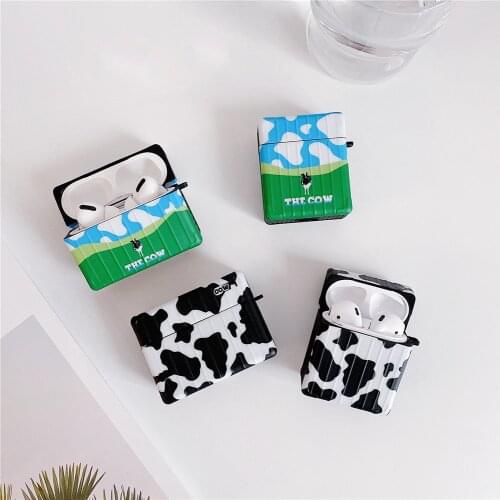 Blue sky and white cloud Cow Print Earphone Case for Airpods pro 1 2 Wireless Bluetooth Earphone Cover Protection Soft TPU Capa