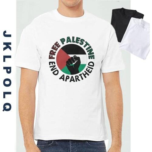 JKLPOLQ Euro Size XS-3XL Men T Shirts Free Palestine End Apartheid Flag Printing Cotton Harajuku Tees