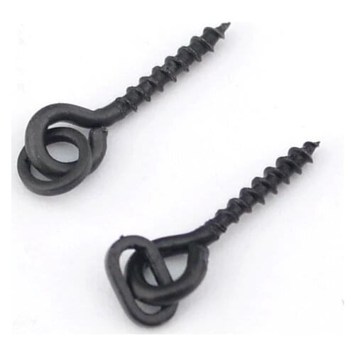 Carp Fishing Boilie Bait Screw Connector 20pcs/lot Matte Black Carp Fishing Pop Up Pegs Holder with Solid Ring