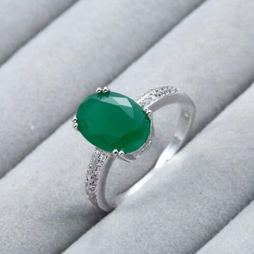 Luxury Gorgeous Women Jewelry Green Oval Cut Rings for Wedding Engagement Party Set Gifts Size 6 -10