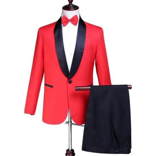 2021 new arrival suit set mens trousers set wedding red groom formal dress blazer pants costume stage fashion