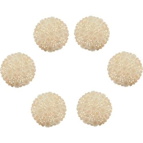 Round Gold Placemats Set of 6 Elegant Fancy for Dining Table Holiday Wedding Decorative Placemats