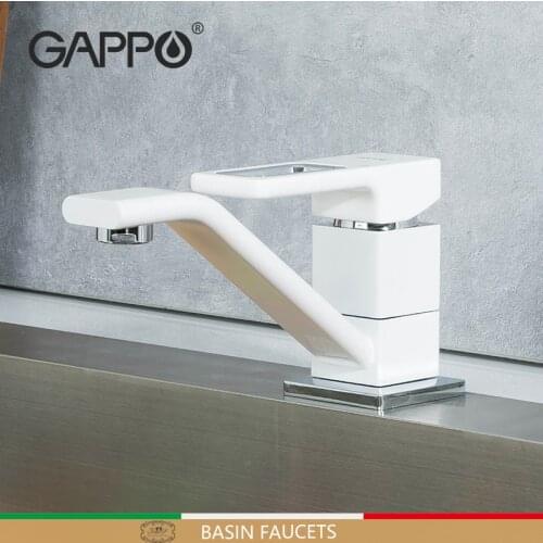 Gappo White Kitchen Faucet Brass Single Handle 360 Degree Rotation Mixer Tap Cold and Hot Water Cozinha Torneira Tap G4517-8