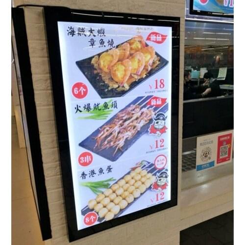 Magnetic Open Slim Aluminum Frame LED Illuminated Menu A2 Light Boards,Restaurant Advertising Light Boxes Signs