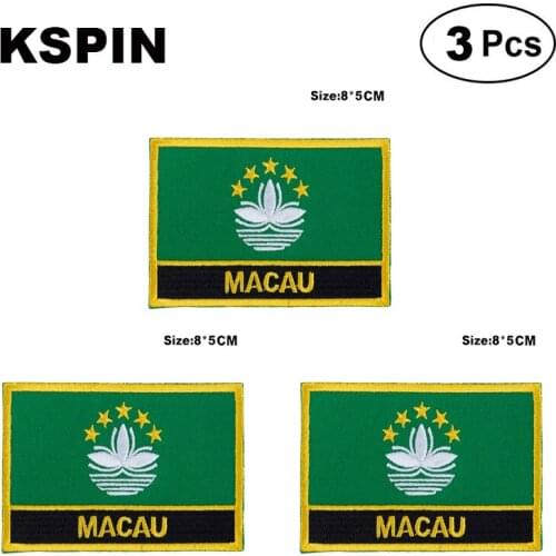 Macau Rectangular Shape Flag patches embroidered flag patches national flag patches for clothing DIY Decoration