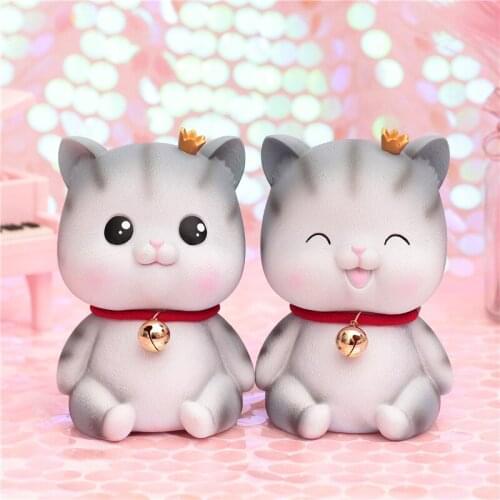Cute Bell Cat piggy bank Shatter-resistant Safe money bank Children kids Birthday Gifts Money Box Storage Coin Bank Decorations
