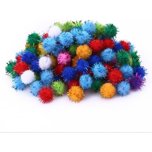 100pcs Mini Lightweight 3 Color DIY Handmade Sparkle Glitter Poms Balls for Home Decor Xmas Decor Arts Craft Colorful Pompoms