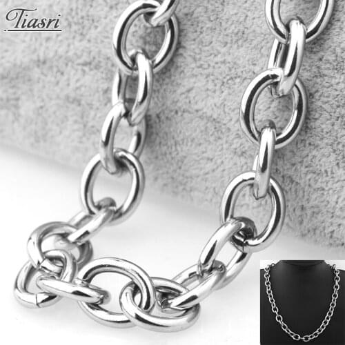 Tiasri 11mm Fashion Necklaces Bracelets For Men Women Holiday Gift Friends Silver Color Stainless Steel Jewelry Steampunk Style