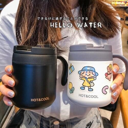 Cartoon Kawaii Girl Thermal Cups Coffee Milk Mixing Mug 304 Stainless Steel Thermal Cup Smart Cup Girls With a sticker