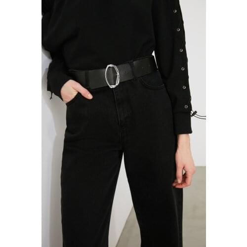 New Season Black Buckle Leather Look Belt New Fashion Tide All-match Spring Autumn Wide Long Belt Personality Women