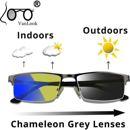 Photochromic Sunglasses Chameleon Lens Yellow Blue Light Blocking Computer Glasses Men Women Blu Ray Eyeglasses 100% Anti UV400