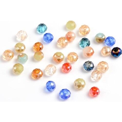About 200pcs/bag 3x2mm Mixed Color Faceted Abacus Electroplate Glass Beads Strands Spacer Beads for Jewelry Making DIY Findings