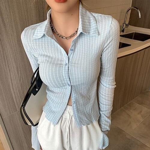 Striped Chiffon Long Sleeved Top Korean Fashion WomenS Shirt Female Vintage Clothing Blouses 2021 Kawaii Harajuku