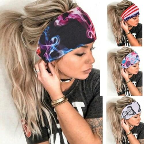 Vintage Fashion Sport 3D Print Stretchy Headband Women Breathable Quick Dry Running Hair Band Elastic Non-slip Turban Headwraps
