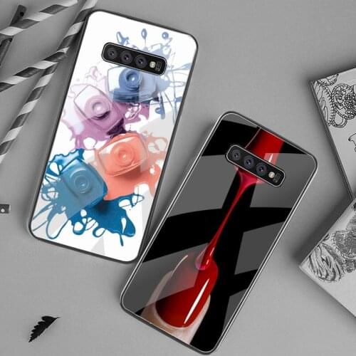 Multicolored Nail Polish Bottle Art Phone Case Tempered Glass For Samsung S20 Plus S7 S8 S9 S10 Plus Note 8 9 10 Plus