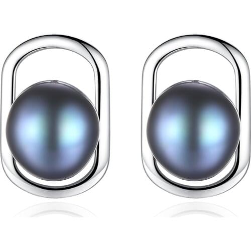 S925 Sterling Silver 8-8.5mm Pearl Creative All-match Womens Ear Studs