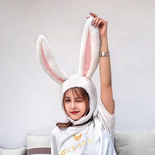 Stylish Bar Lovely Plush Fun Bunny Ear Hood Women Funny Costume Hats Warm Cute Sweet Girl Taking Photo Plush Bunny Hat Novelty