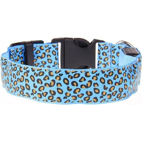 30PCS / LOT Pet LED Collar Leopard Print Dog Collar Night Safety Flashing Glowing Collar Leash pet Accessories