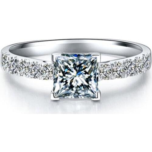 Solid Platinum PT950 Ring 1CT D Color Princess Cut Moissanite Diamond Ring For Lady Girl Love Best Jewelry Gift White Gold Ring