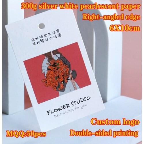 Wholesale Customize Letters Logo in Font Hang tag Logo Garment Label with White card+Black goldcustomized Hang tags