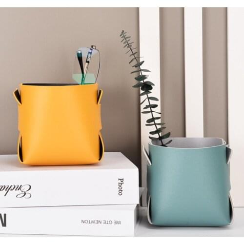 Storage Box Leather Desktop Debris Finishing Office Pen Holder Nordic Leather Storage Basket Stationery Multifunctional
