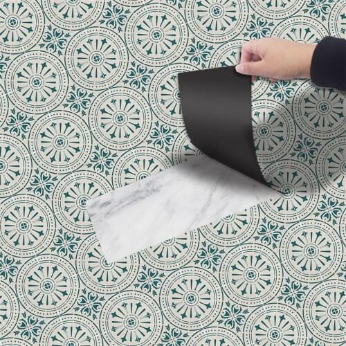 Green Pattern Floor Stickers For Kitchen Bathroom Home Decor Wallpaper Self-adhesive Waterproof Wear-resistant PVC Floor Sticker