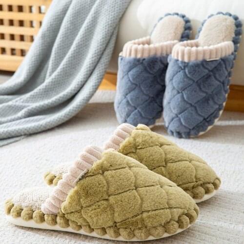 Women Indoor Slippers Soft Plush Home Cotton Slides Winter Shoes Woman Men House Floor Warm Slipper Female Non Slip House Shoe