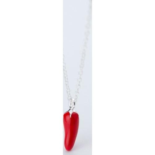 MloveAcc New Arrival 100% 925 Sterling Silver Red Chili Pepper Pendant Necklace Women Charm Necklace Jewelry