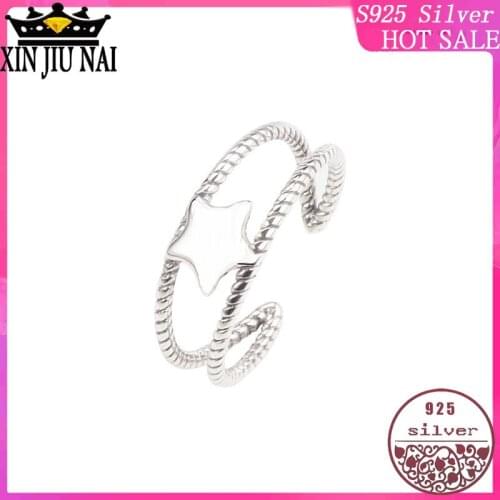 2020 new sterling silver s925 Thai silver effect oxidation black cute small fresh fashion wild twist twist star women