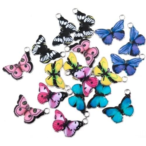 10pcs/pack Cute Sweet Color Enamel Butterfly Charms Cute Animal Charms For Girls DIY Handmade Earrings Jewelry Accessories