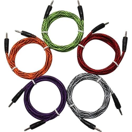 100pcs/lot High Quality Jack 3.5mm Audio Cable Nylon Braid 3.5mm Car Aux Cable 1.5M Headphone for IPhone MP3 Car Headset Speaker