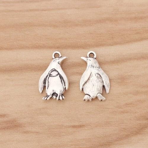 20 Pieces 3D Cute Penguin Charms Pendants Beads for Necklace Bracelet Jewellery Making Findings 20x12mm