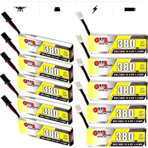 5PCS GNB GAONENG 380mah 1S 3.8V HV 4.35V 90/C/180C LiPo Battery WIth GNB27/ PH2.0 for Tinyhawk Nanohawk FPV 4 axis UAV RC Drone