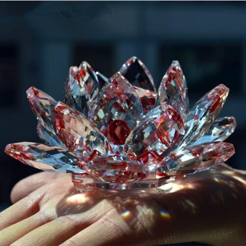 80mm Quartz Crystal Glass Lotus Flower Feng Shui Living Room Decorations Crystals Figurines For Home Decorations Souvenirs