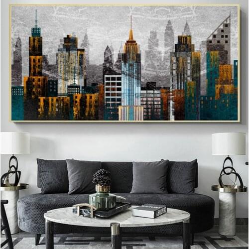 Abstract City Landscape Canvas Painting on The Wall Architectural Art Posters Prints Wall Picture for Living Room Home Cuadros