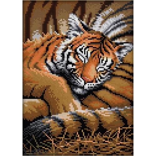5D DIY Diamond Painting"Sleeping Tiger" Animal Embroidery Full Square Diamond Cross Stitch Rhinestone Mosaic Painting Decor Gift