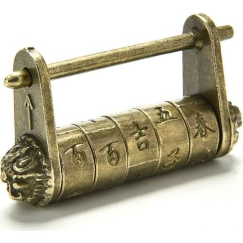 Antique Bronze Retro Combination Lock 5 Letter Zinc Alloy Password Lock Jewelry Box Padlock for Wooden Suitcase Drawer