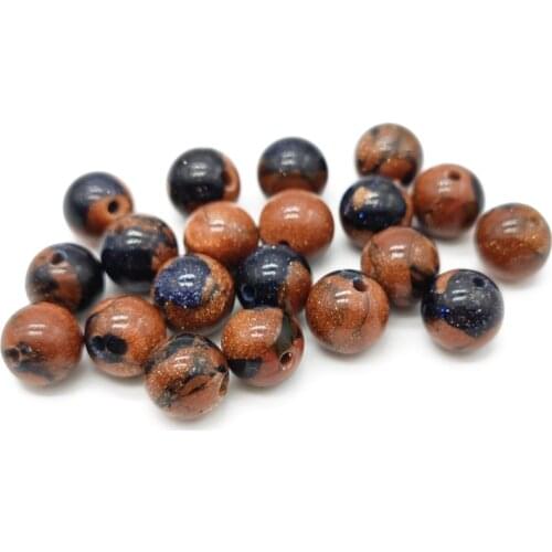Wholesale Natural Beads Stone Natural Stone Smooth Gold Blue Mixed Sand 8mm for Jewelry Making DIY Bracelet Accessories