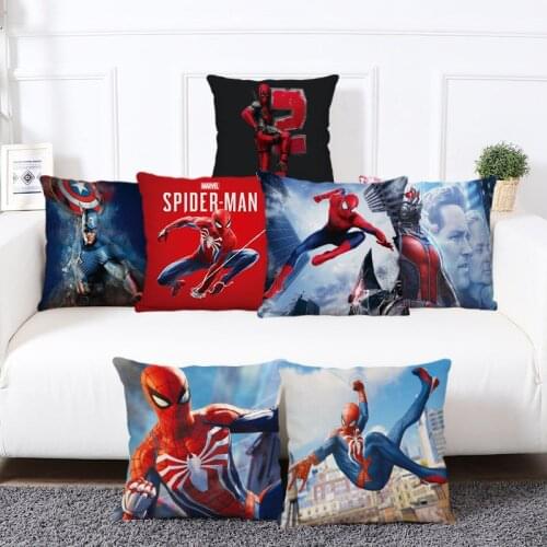 Marvel SpiderMan Homecoming Cartoon Spider Man Printing Bedroom Lumbar Cushion Cover Home Decoration Sofa Pillow Cover 45*45cm