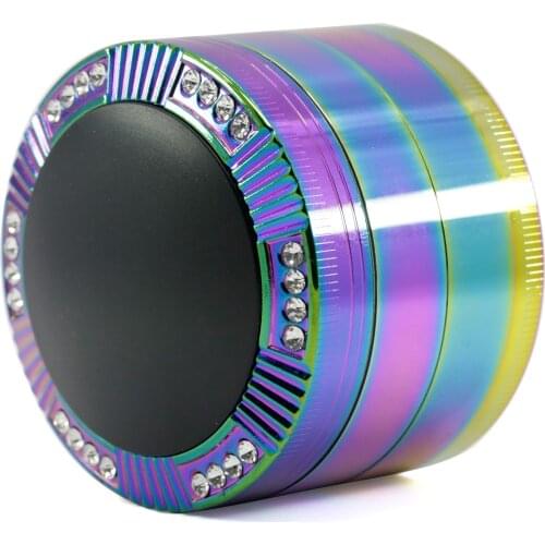 Four Layers Zinc Alloy Diameter 63MM Ice Blue Smoke Herb Grinder Tobacco Mill Pollinator Chicha Hookah Pipe Smoking Wholesale