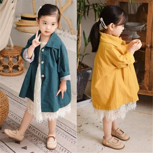 Girls Babys Kids Windbreaker Coat Jacket Outwear 2021 Solid Spring Autumn Overcoat Top Formal Beach Cardigan Childrens Clothin