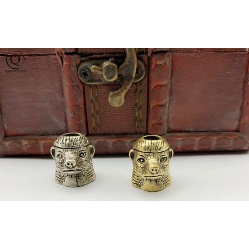 EDC Knife Beads Brass Honey Badger Lanyard Paracord Keychain Tool Pendant Jewelry Outdoor Mellivora Capensis DIY Key Accessories