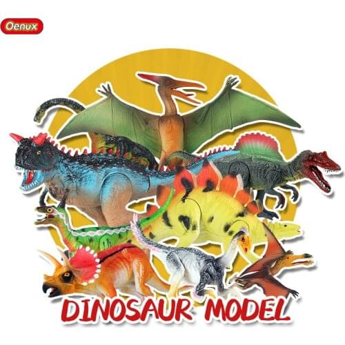 Oenux Change Colour Dinosaurs Action Figures Jurassic Pterosaur Stegosaurus T-REX Animals Model PVC Magic Party Toy Kids Gift