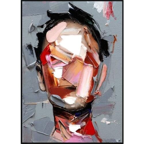 Face oil painting on canvas Hand-painted Portrait Palette Knife canvas Acrylic Texture Colourful oil paintings Wall art Decor