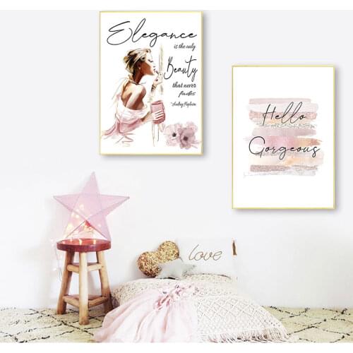 Painting Pink Perfume Wall Pictures Girl Room Decor Fashion Poster Makeup Brushes Beauty Wall Art Fashion Books Prints Canvas