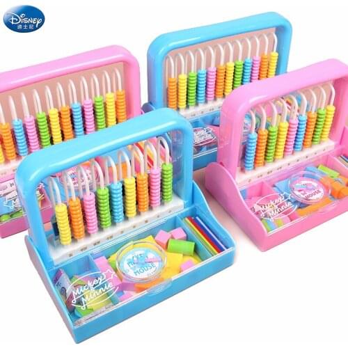 Disney Mickey Early Learning Building Block Puzzle Abacus Set Childrens Learning Stationery Student Mathematical Abacus Gift
