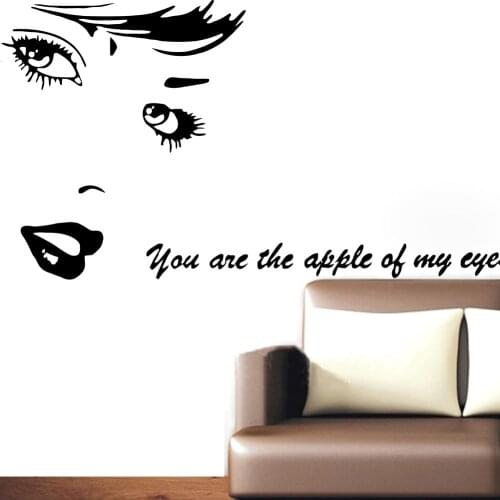 Beauty Vinyl Wall Stickers ''You are the apple of my eye'' Love quotes Decals Diy Art Mural Home Bedroom Wedding Room Decor